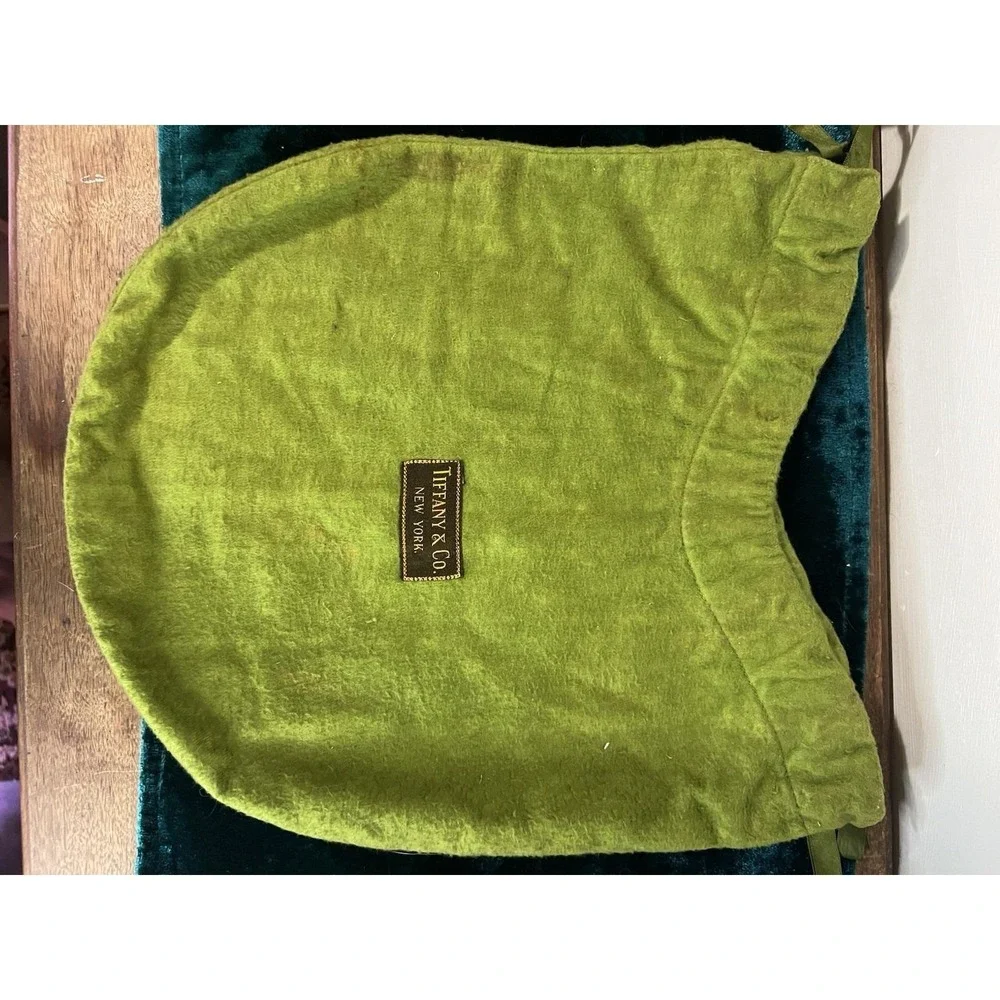 As Is-light Staining-4 Pc. Set Vintage Tiffany And Co. New York Green Felt Bags